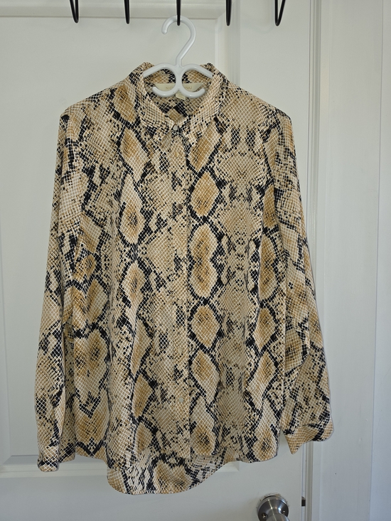 Worthington Tops - Worthington Beige and Black Snake Print Button-Up Shirt